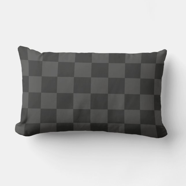 Gray Checkerboard Lumbar Pillow (Front)
