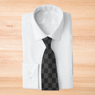 Gray Checkerboard Neck Tie