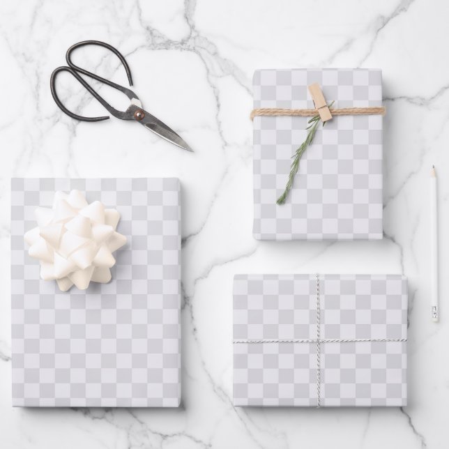 Gray Checkered Pattern Wrapping Paper Sheets (Front)