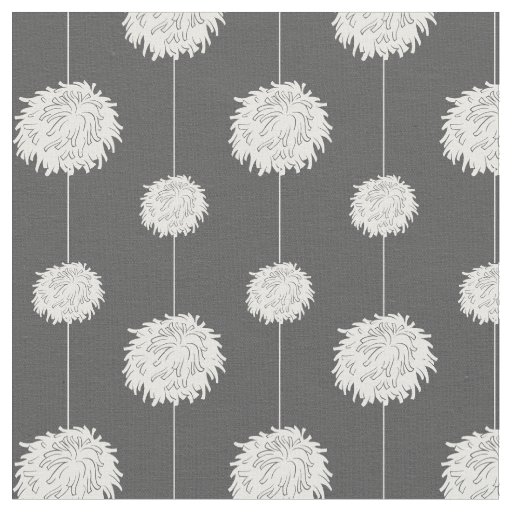 Gray Cheerleader Pom Pom Pattern Fabric