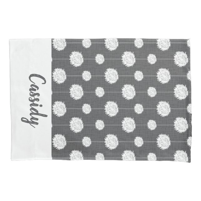Gray Cheerleader Pom Pom Pattern Pillow Case (Front)