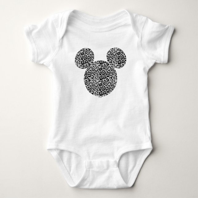 Gray Cheetah Mickey Mouse Icon Toddler T-shirt Baby Bodysuit (Front)