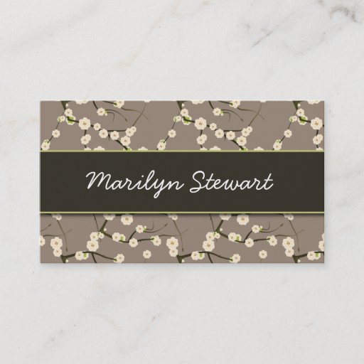 Customizable Gray Cherry Blossoms Business Cards