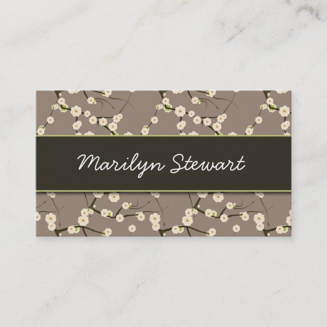 Gray Cherry Blossoms Business Cards (Front)