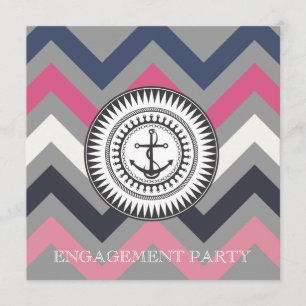 Gray Chevron Anchor Nautical Invitation