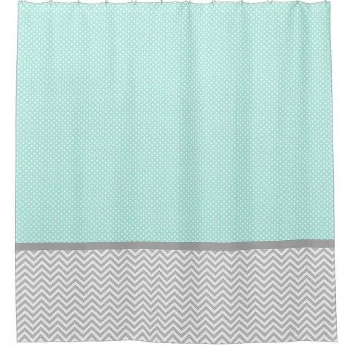 Gray Chevron and Mint Green Shower Curtain