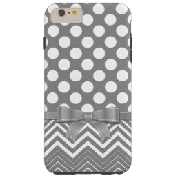 Gray Chevron And Polka Dot On A Gray Background Tough iPhone 6 Plus Case