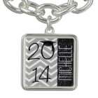 Gray Chevron Black Faux Glitter Name Graduation