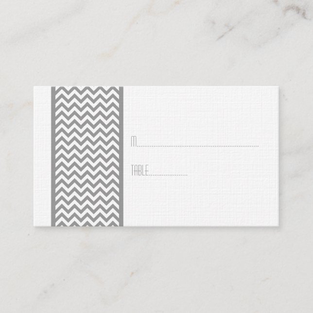 Gray Chevron Border Place Card (Front)
