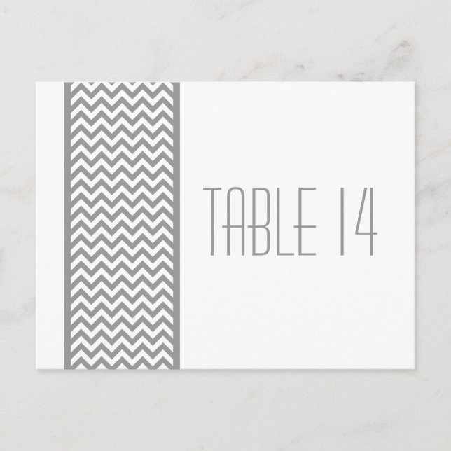 Gray Chevron Border Table Number Postcard (Front)