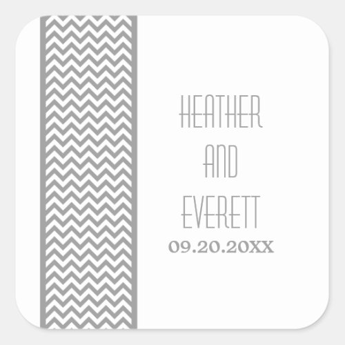 Gray Chevron Border Wedding Stickers