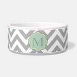 Gray Chevron Bowl<br><div class="desc">Gray Chevron girly chic zigzag white modern trendy monogram initial personalized dog bowl and cat bowl pet dish</div>