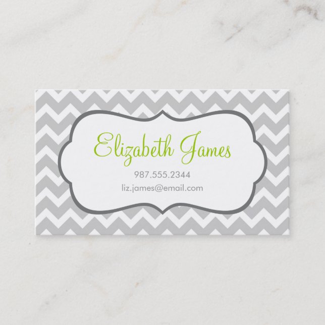 Gray Chevron Business Card (Front)