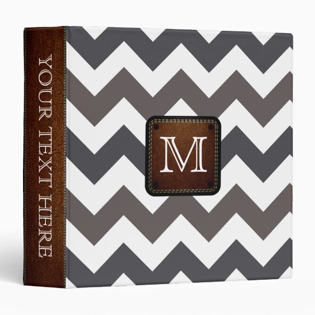 Gray Chevron Custom Monogram Binder (Front/Spine)