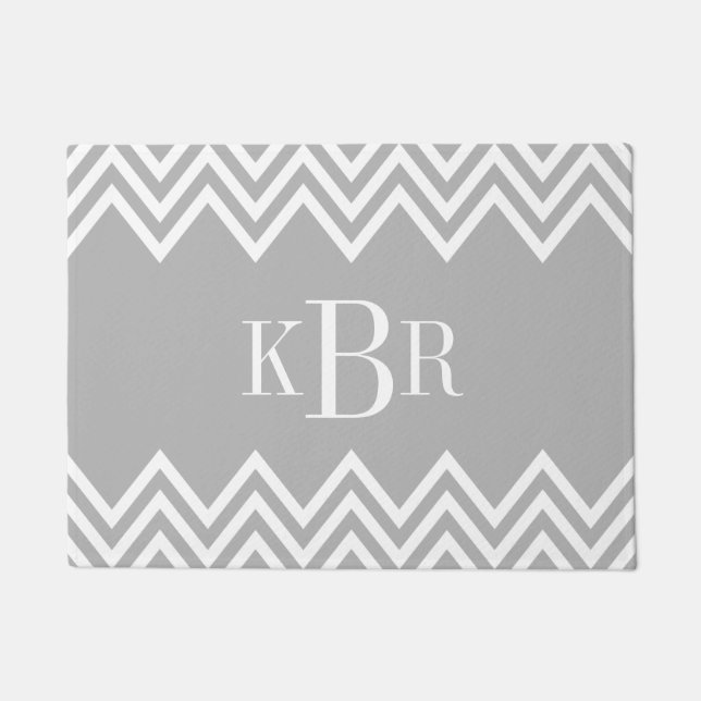Gray Chevron Custom Monogram Doormat (Front)