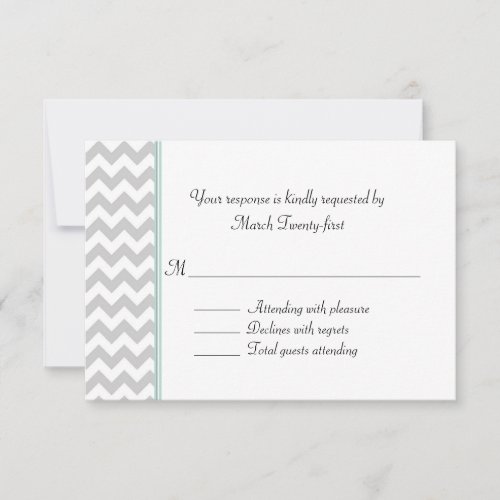 Gray Chevron Custom Wedding RSVP Card