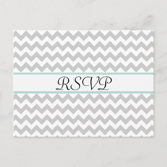 Gray Chevron Custom Wedding RSVP Post Card (Front)