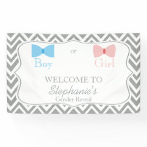 Gray Chevron Gender Reveal Bow and Bow Tie Banner