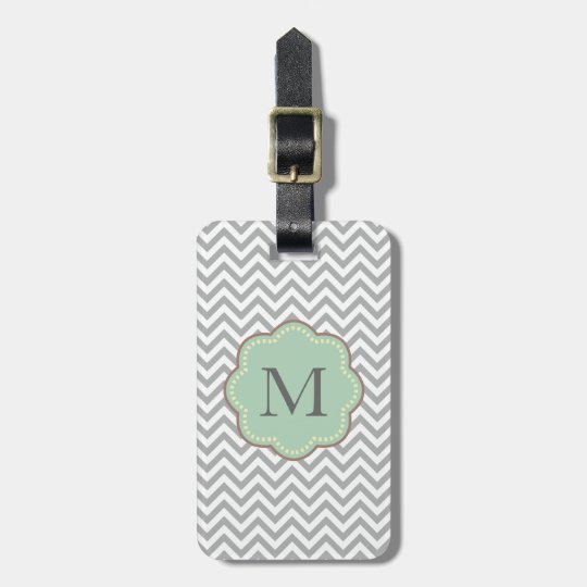 Gray Chevron Luggage Tag