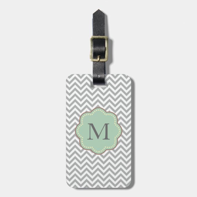 Gray Chevron Luggage Tag (Front Vertical)