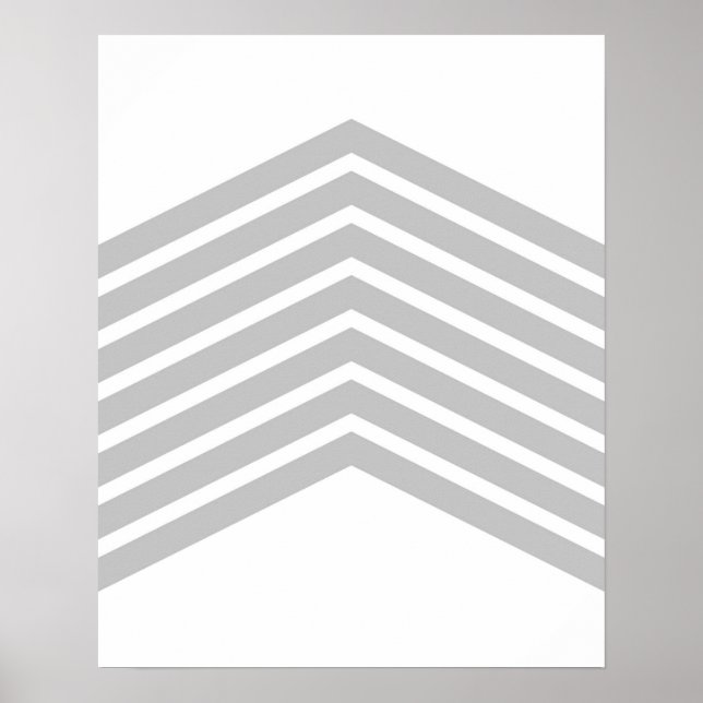 Gray Chevron Minimalist Art Wall Decor Print (Front)