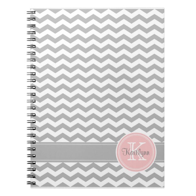 Gray Chevron Monogram Notebook (Front)