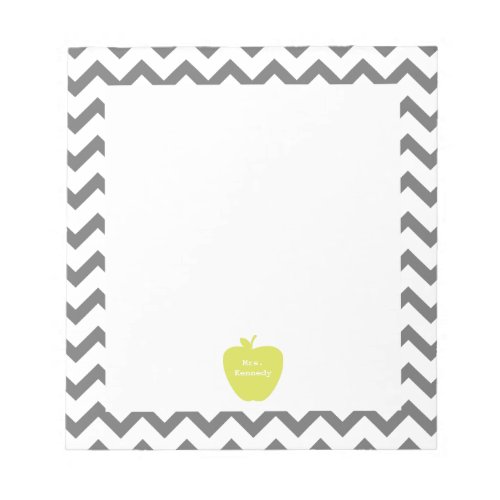 Gray Chevron Neon Apple Teacher Notepad