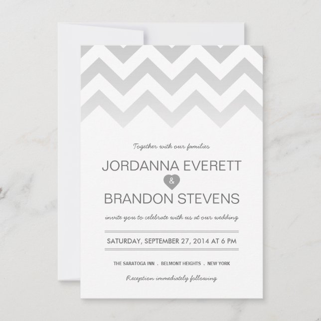 Gray Chevron Ombre Wedding Invitations (Front)
