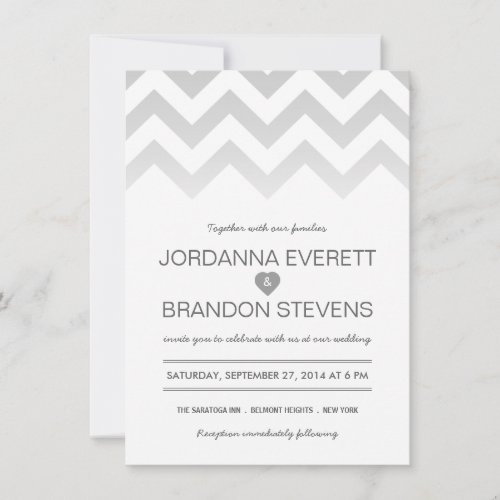 Gray Chevron Ombre Wedding Invitations