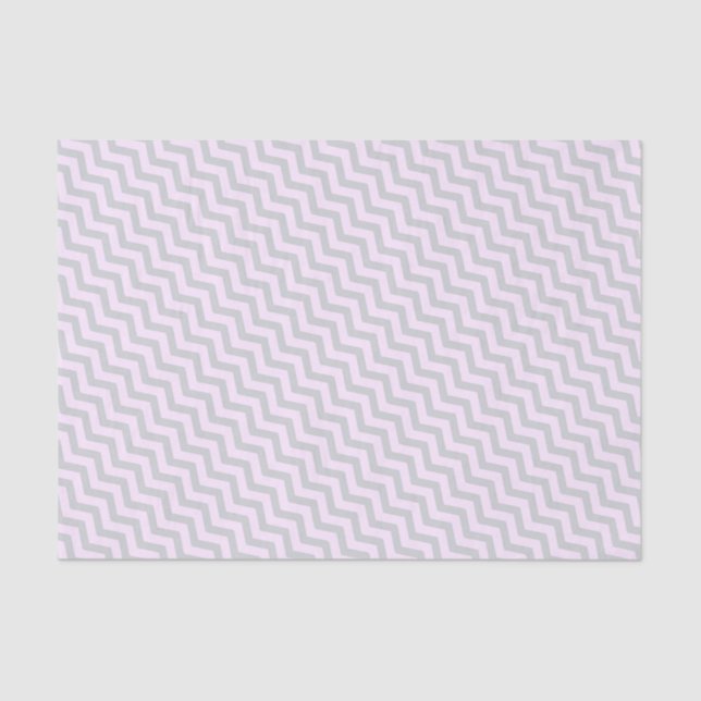 Gray Chevron Pattern on Pale Pink Tissue Paper (Front)