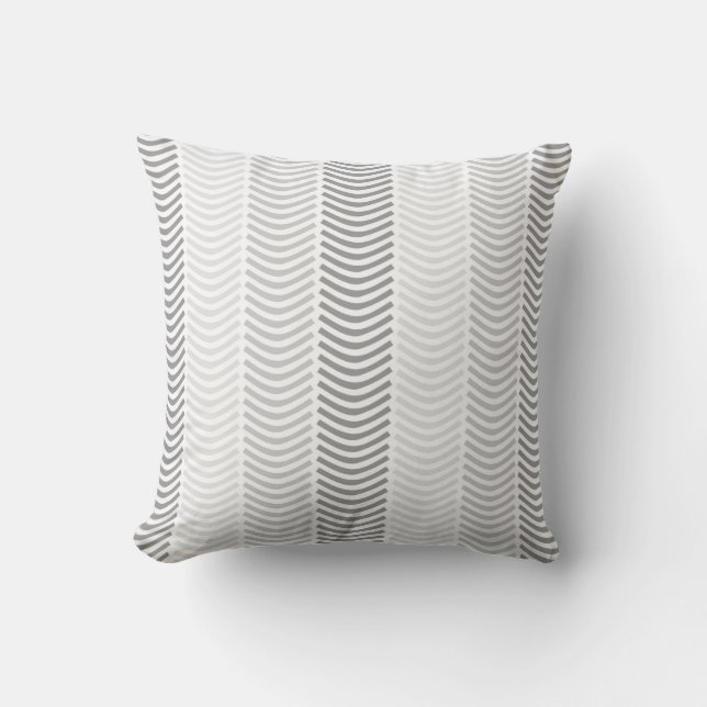 Gray Chevron Pattern/Print Throw Pillow (Front)