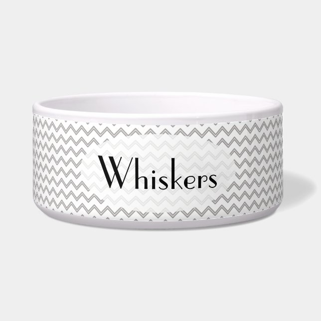 Gray Chevron Personalized Bowl (Front)