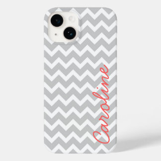 Gray Chevron Personalized Custom Monogram Case-Mate iPhone 14 Case