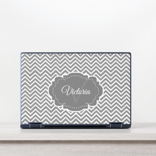 Gray Chevron Personalized HP Laptop Skin