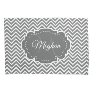 Gray Chevron Personalized Pillowcase