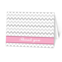 Gray Chevron Pink custom Thank You Card