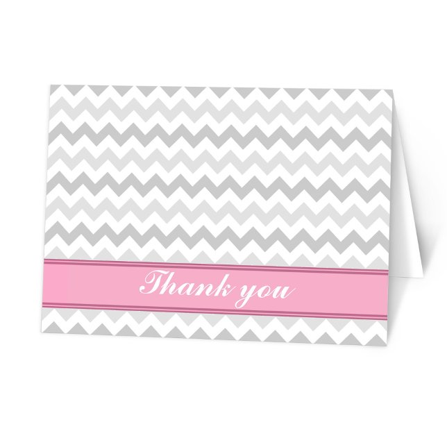 Gray Chevron Pink custom Thank You Card (Creator Uploaded)