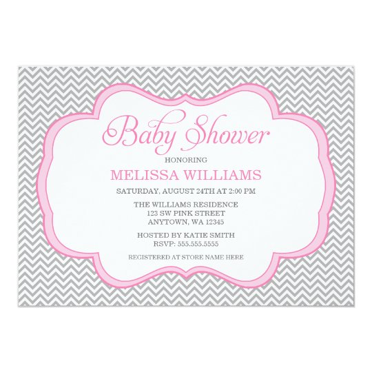 Gray Chevron Baby Shower Invitations 7