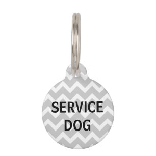 Gray Chevron Print Service Dog Pet Tag