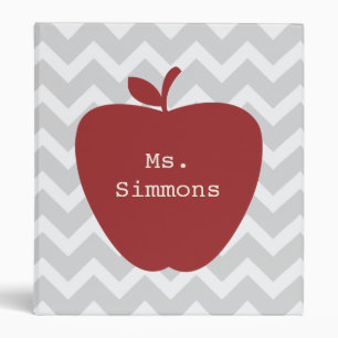 Gray Chevron & Red Apple Teacher Binder