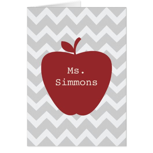 Gray Chevron & Red Apple Teacher Cards (Front)