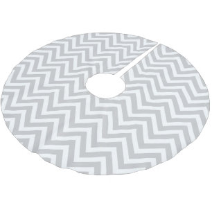 Gray Chevron Stripes Brushed Polyester Tree Skirt