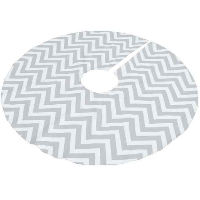 Gray Chevron Stripes Brushed Polyester Tree Skirt (Angled)