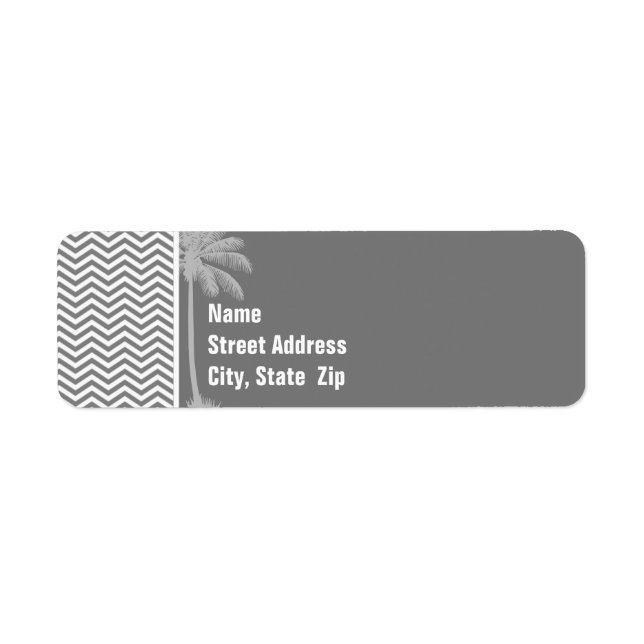 Gray Chevron Stripes; Tropical Palm Tree Label (Front)