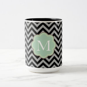 Gray Chevron Two-Tone Coffee Mug