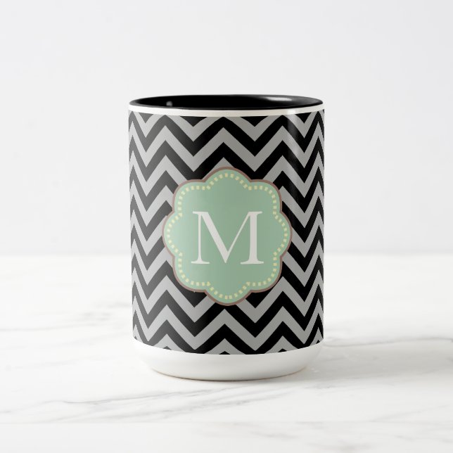 Gray Chevron Two-Tone Coffee Mug (Center)