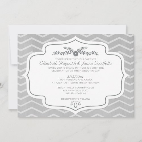 Grey Chevron Wedding Invitations