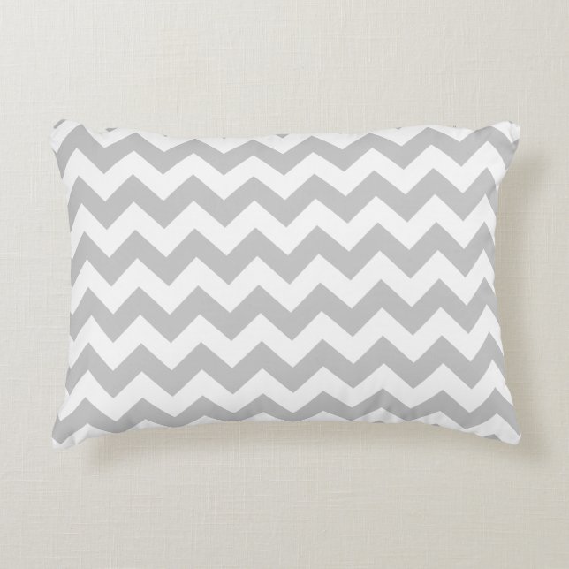 Gray Chevron Zig Zag Decorative Pillow (Front)