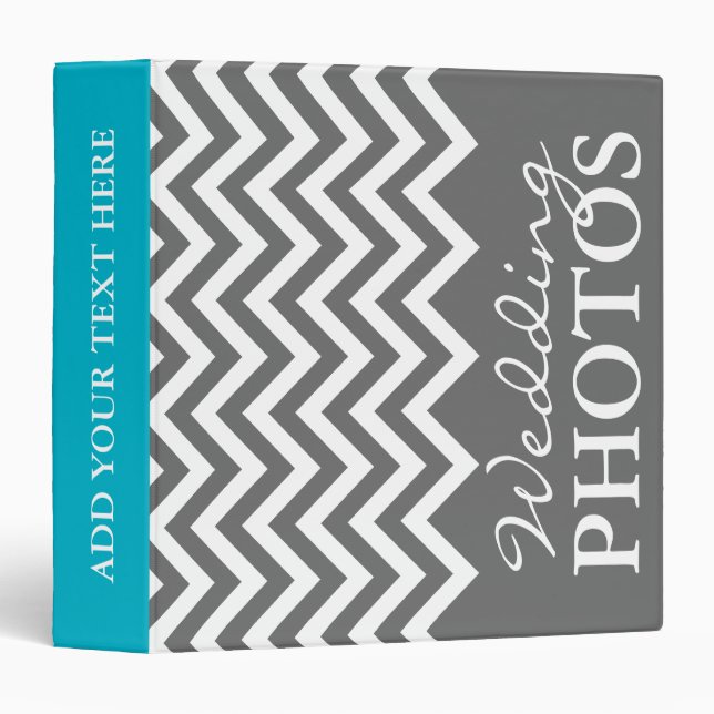 Gray chevron zig zag pattern wedding photo album binder (Front/Spine)