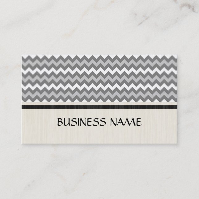 Gray Chevron Zigzag Pattern Business Card (Front)
